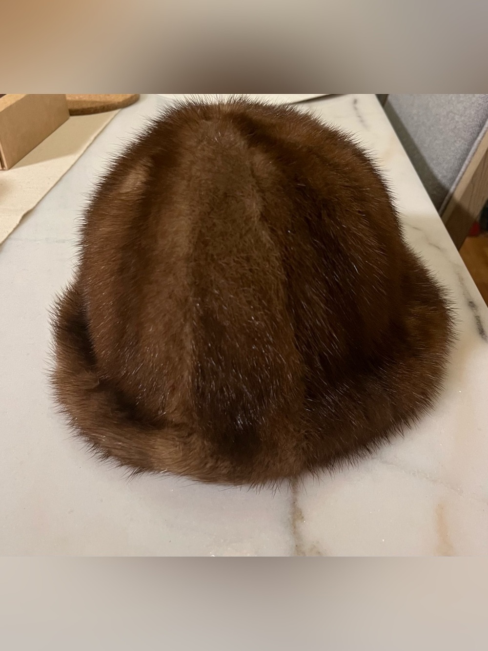 Women's Brown Mink Fur Bucket Hat — Elegant Winter Accessory